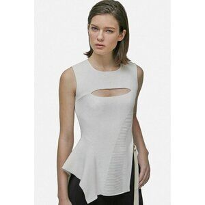 Yigal Azrouel Off White Stretch Jersey Sleeveless Key Hole Top 8 NWT